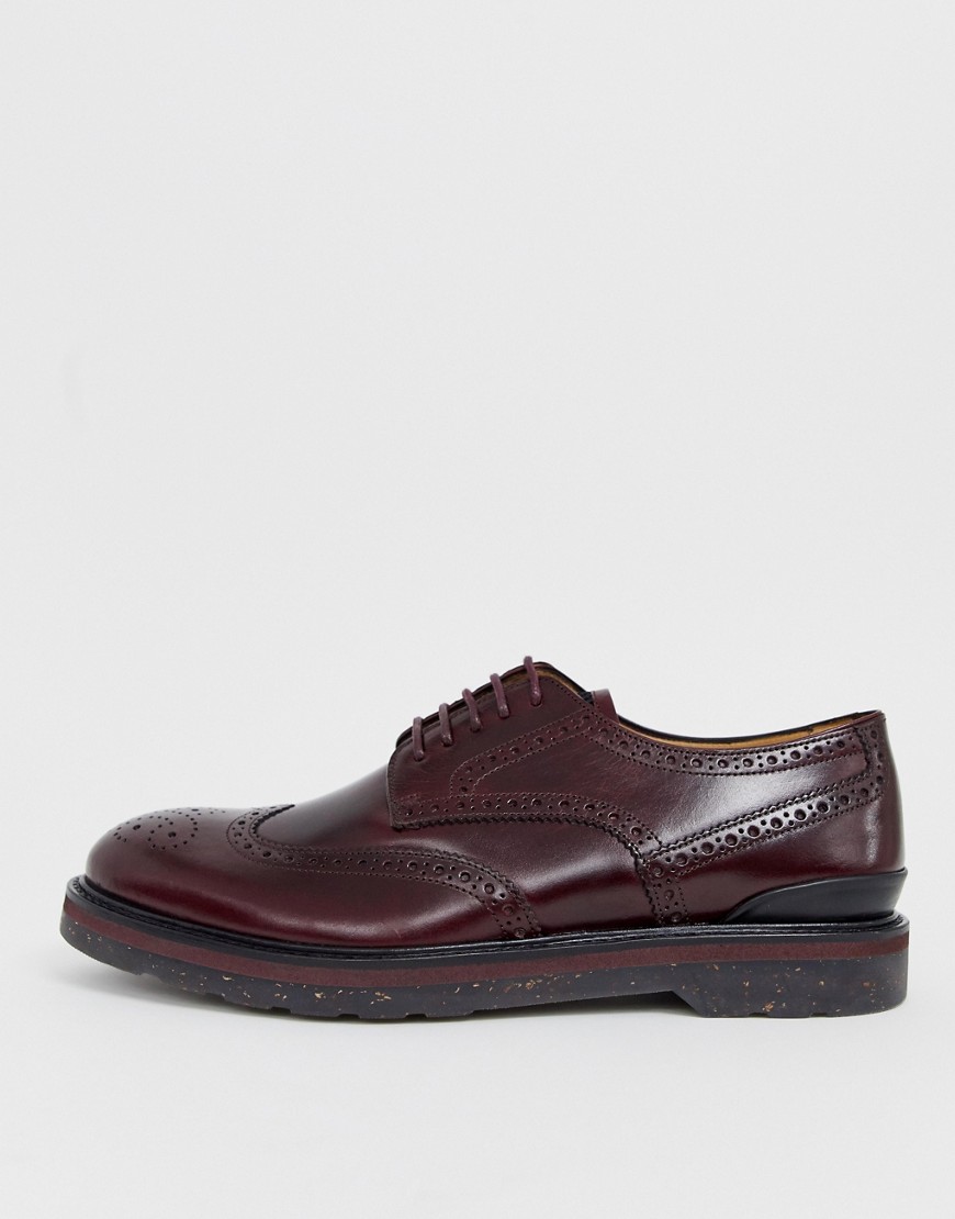 PS Paul Smith Cruz leather brogue shoe in burgundy