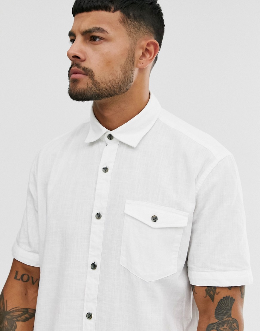 Esprit cotton slub shirt in white