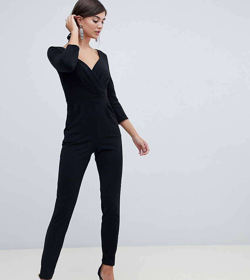 City Goddess Tall long sleeve jumpsuit with embellished waist detail