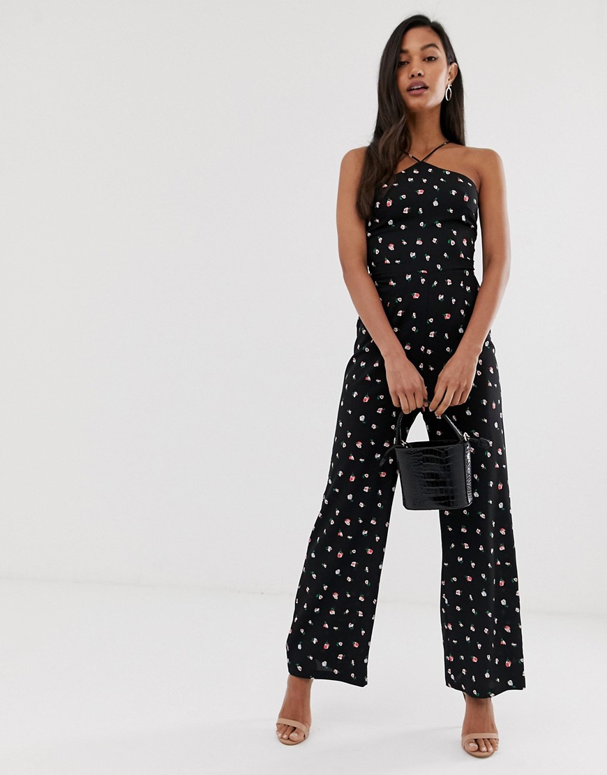 Fashion Union high halter neck jumpsuit in floral