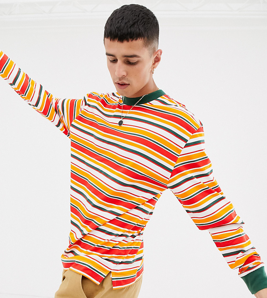 COLLUSION long sleeve striped t-shirt with contrast ringer - Multi