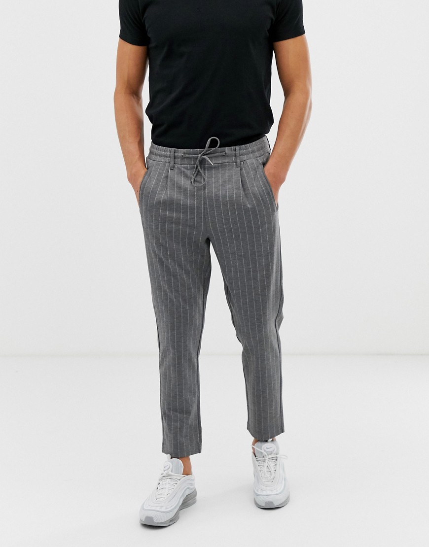 Jack & Jones tapered trouser in tailored fabric and vertical stripe