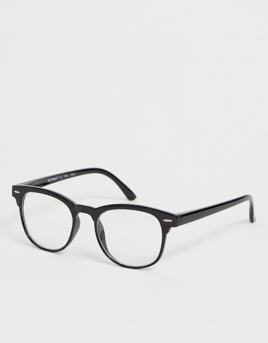 AJ Morgan square clear lens glasses in black