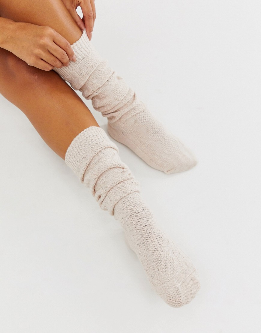 ASOS DESIGN cable long slouch socks