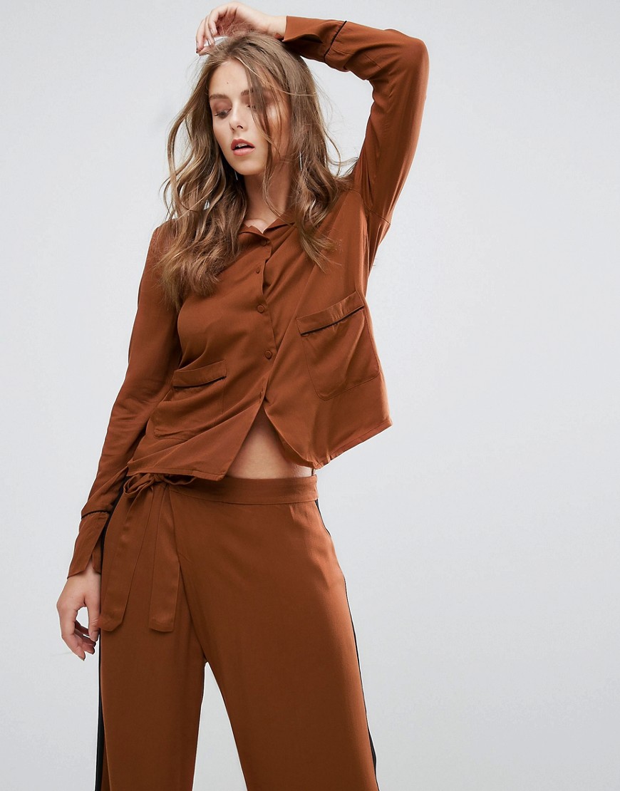 Minimum Pyjama Style Shirt - Golden brown 148