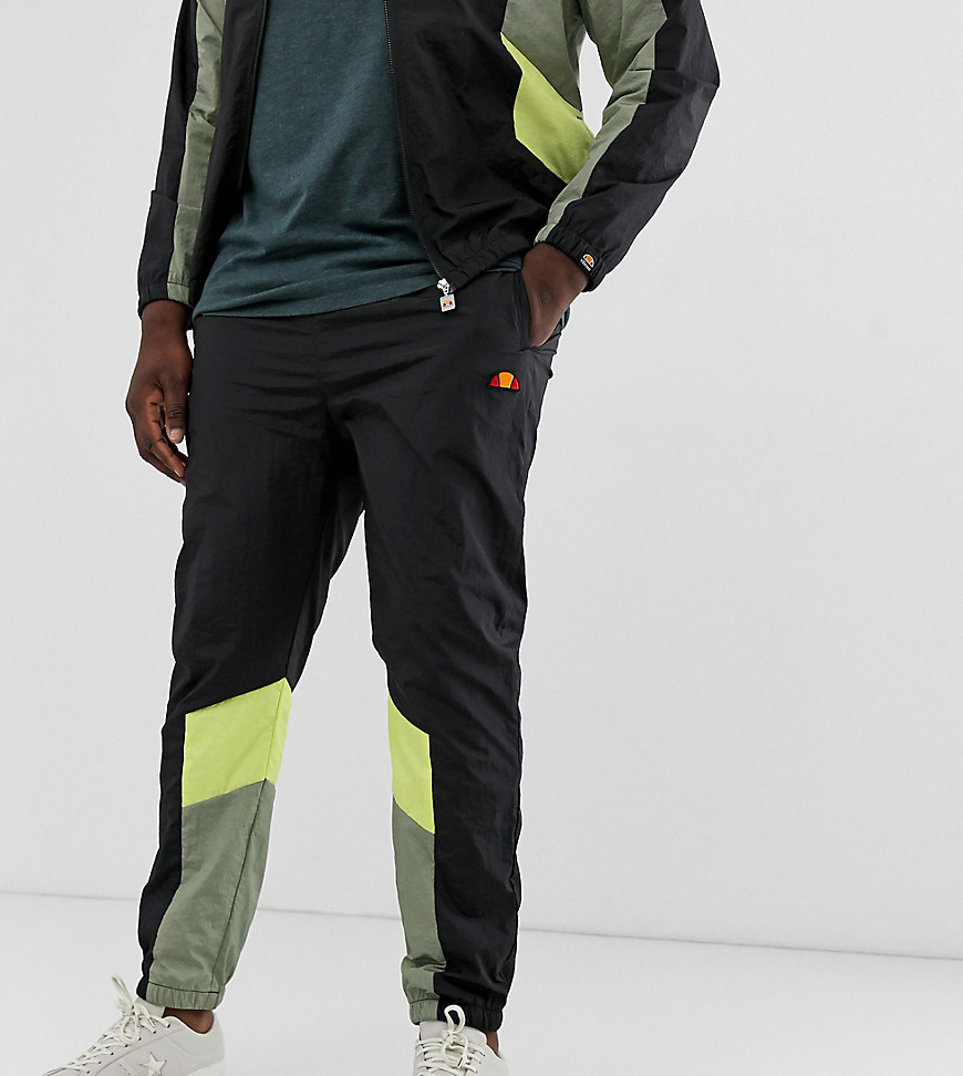 ellesse Plus Jose jogger with green and yellow in black exclusive at ASOS