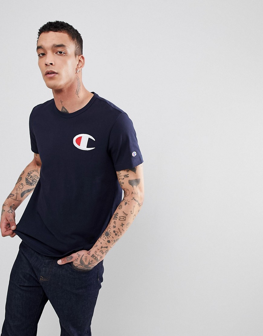 Champion T-Shirt With Chest Logo In Navy - Navy