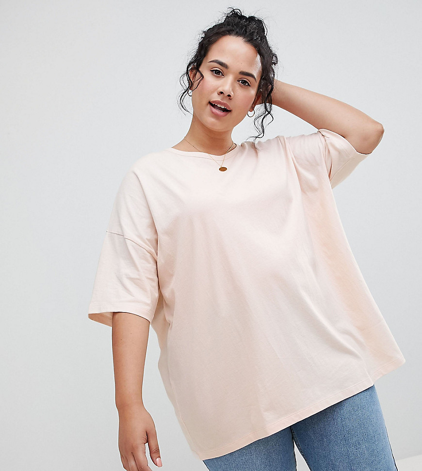 ASOS DESIGN Curve super oversized t-shirt with drop shoulder in pink - Soft pink