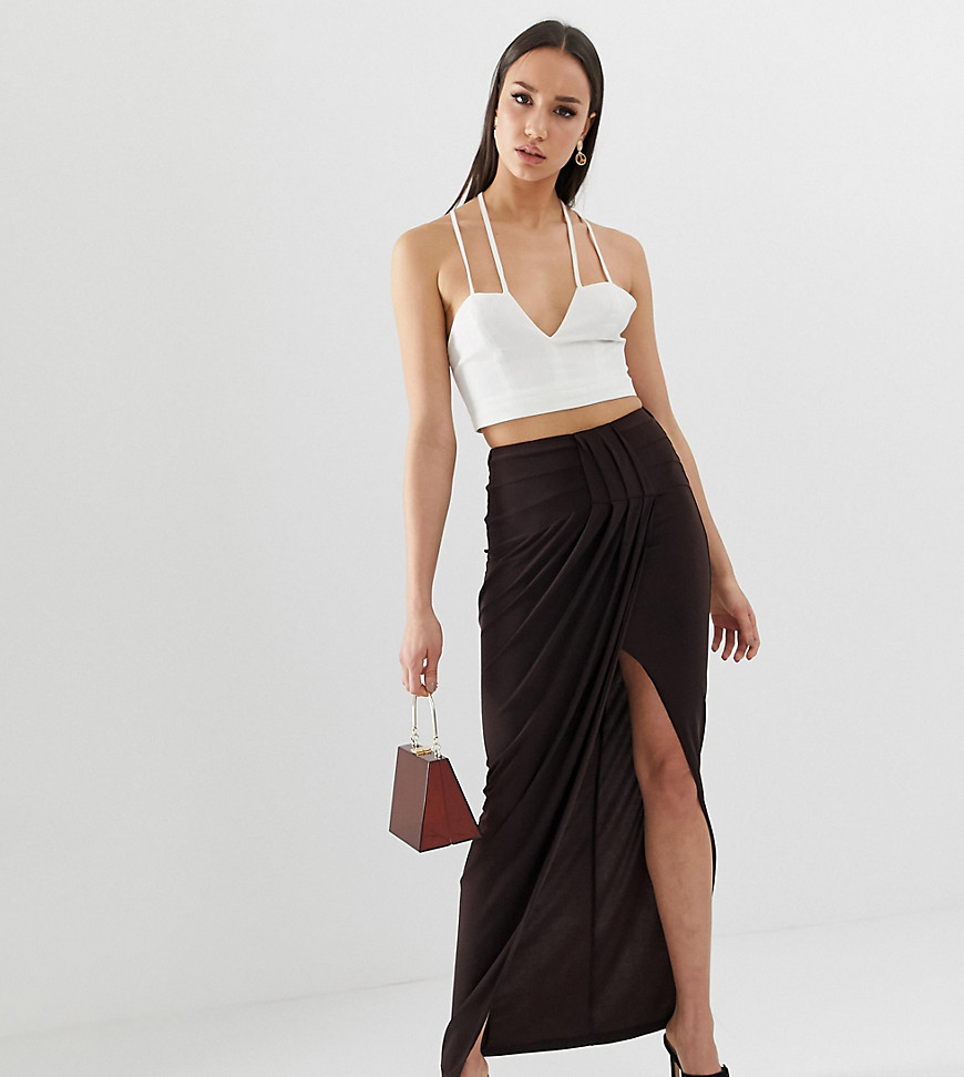 ASOS DESIGN Tall exclusive drape wrap slinky maxi skirt