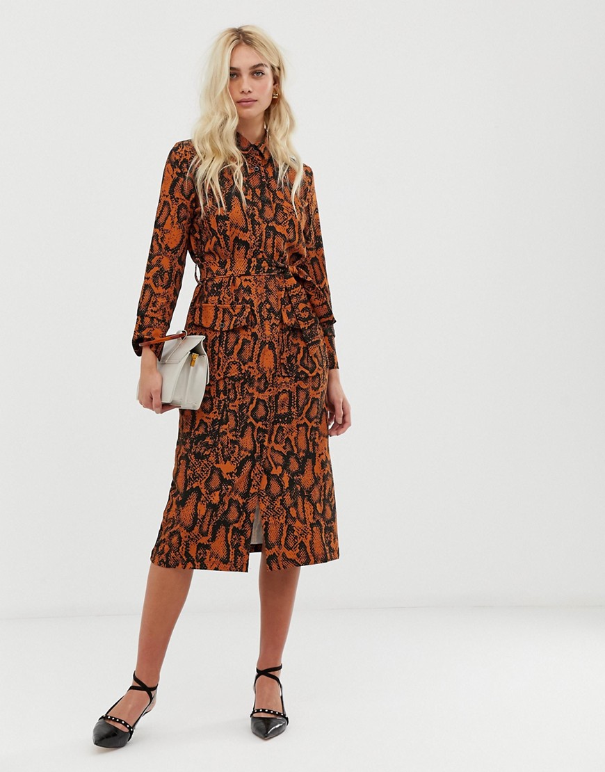 Zibi London leopard print shirt dress with belt detail