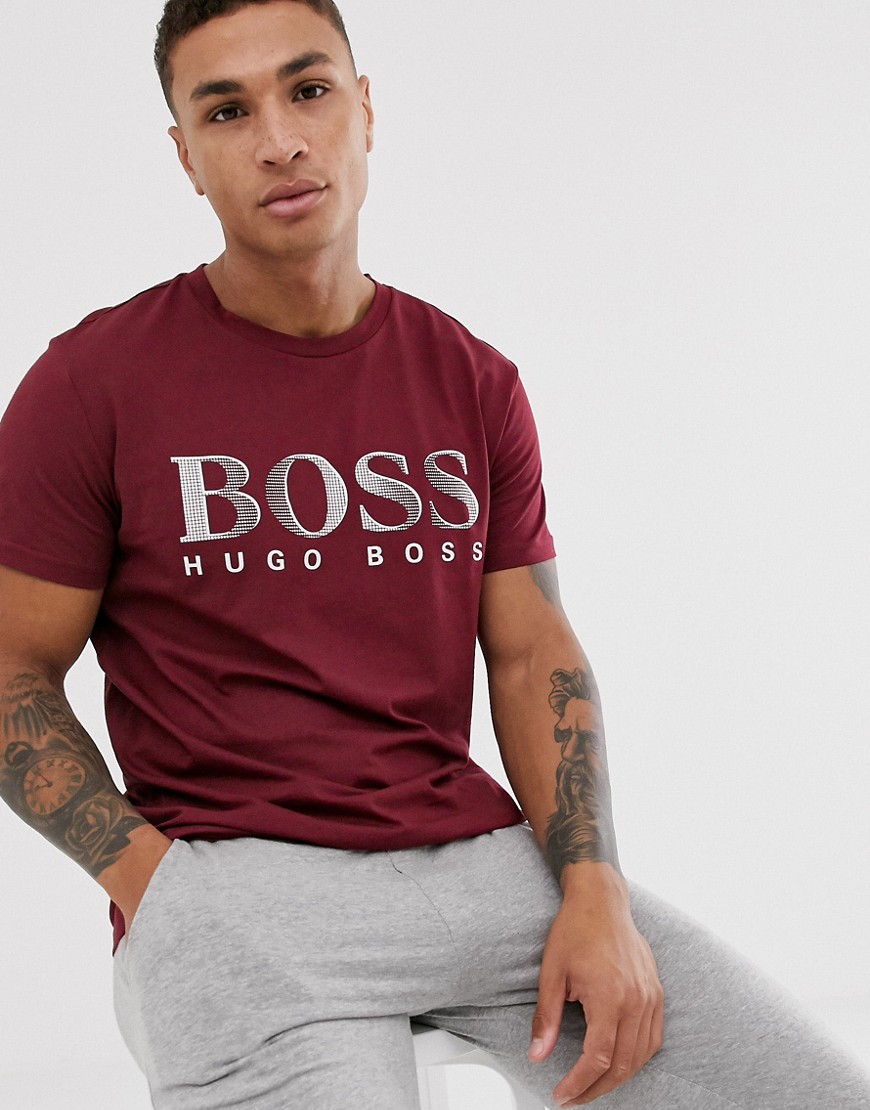 BOSS bodywear bold logo t-shirt in burgundy