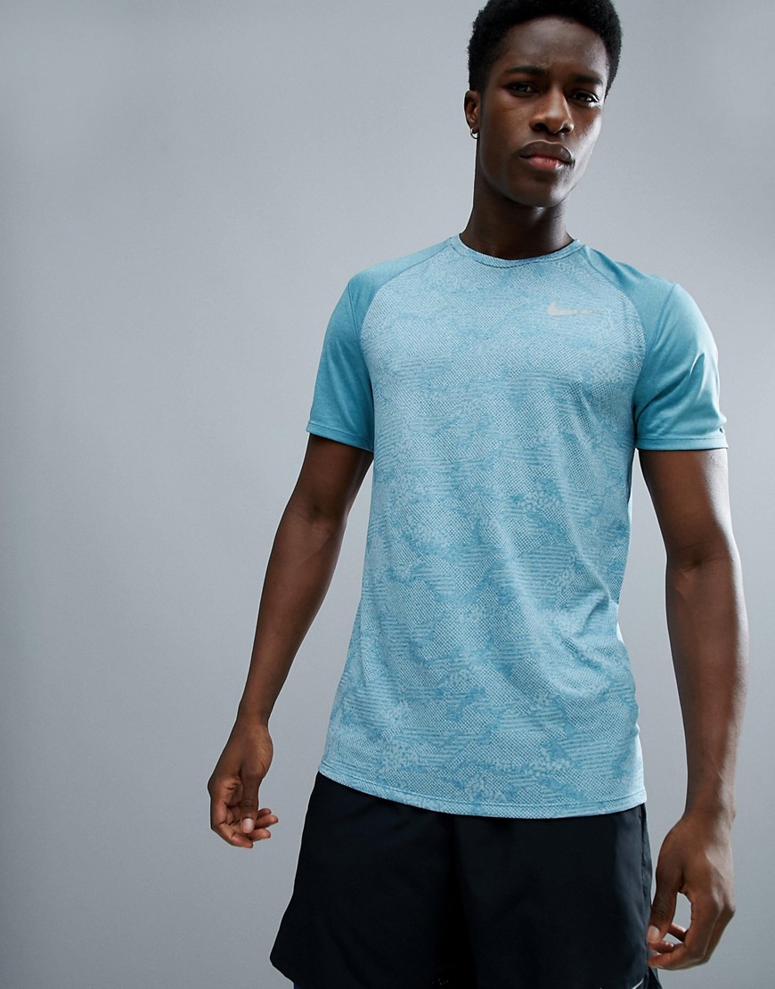 Nike Running Breathe Miler T-Shirt In Blue 904661-407 - Blue