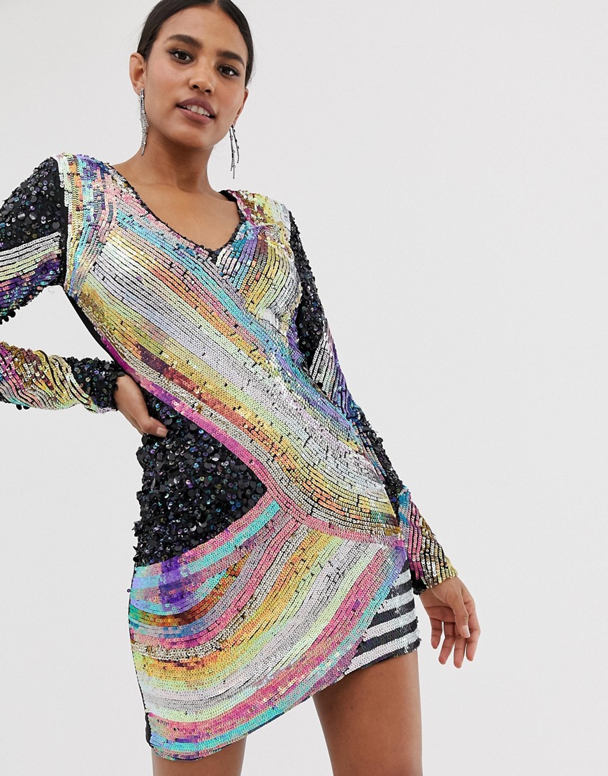 A Star Is Born sequin mini dress in multicoloured pattern