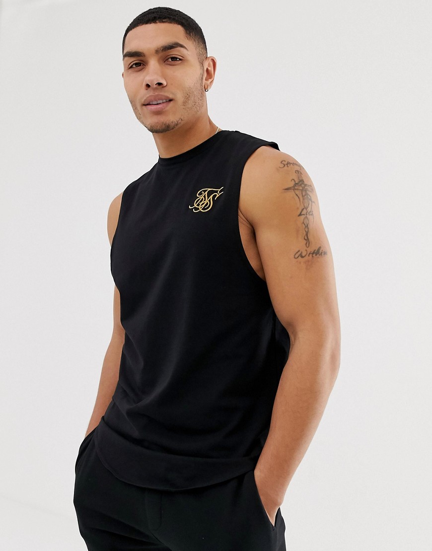 SikSilk vest with dropped arm hole in black