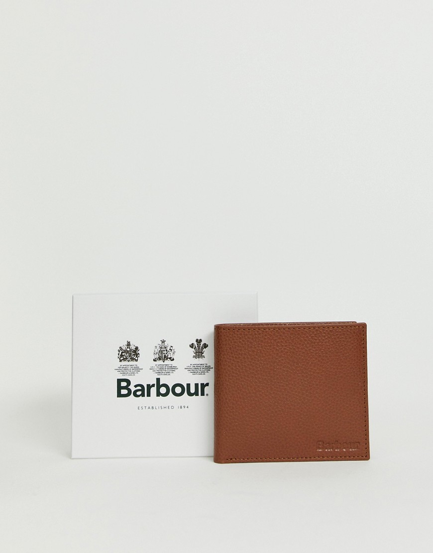 Barbour billfold leather wallet in tan