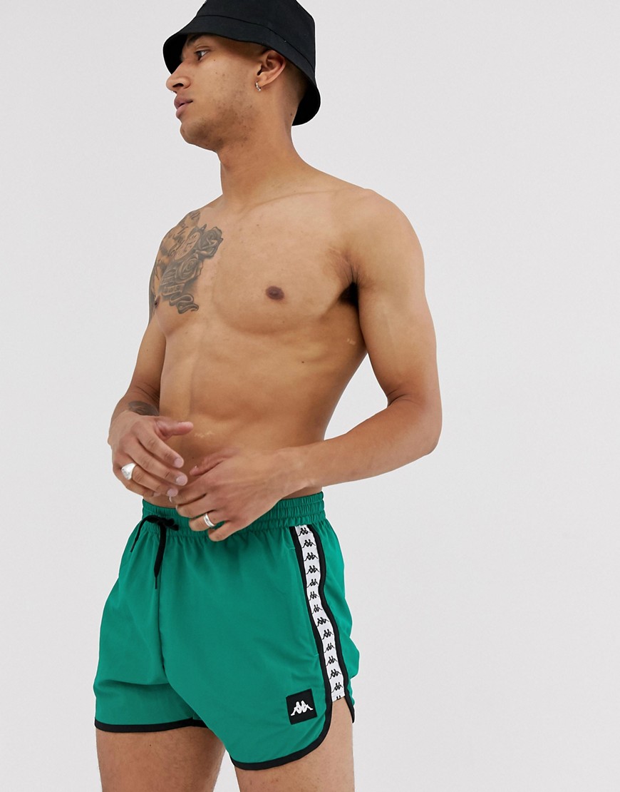 Kappa Authentic Agius swim short with logo taping in green