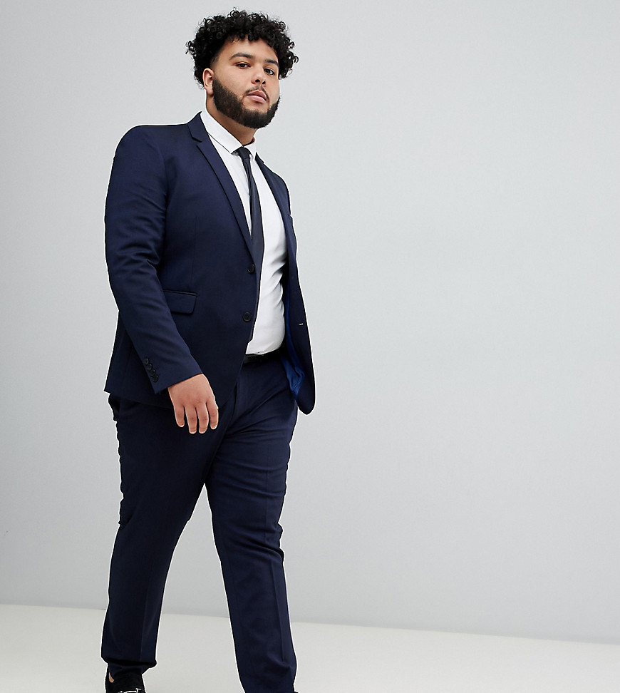 Burton Menswear Big & Tall skinny suit trousers in navy