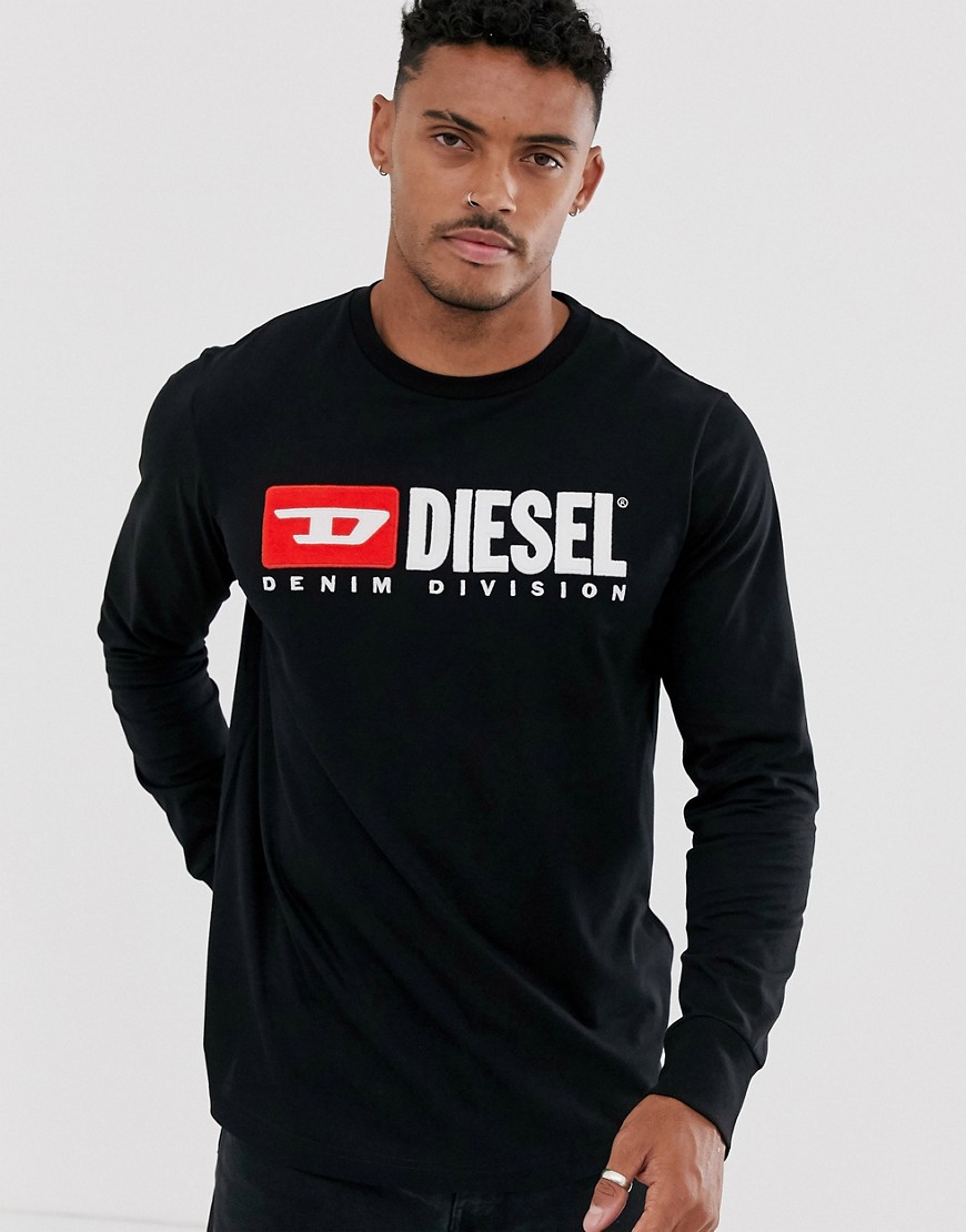 Diesel T-Just Division logo long sleeve t-shirt in black
