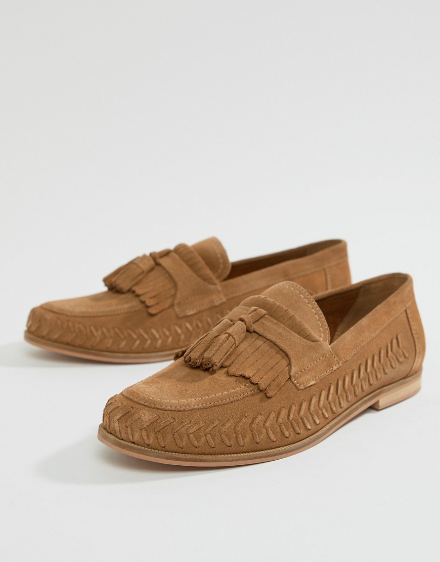 KG By Kurt Geiger Woven Loafers In Tan Suede