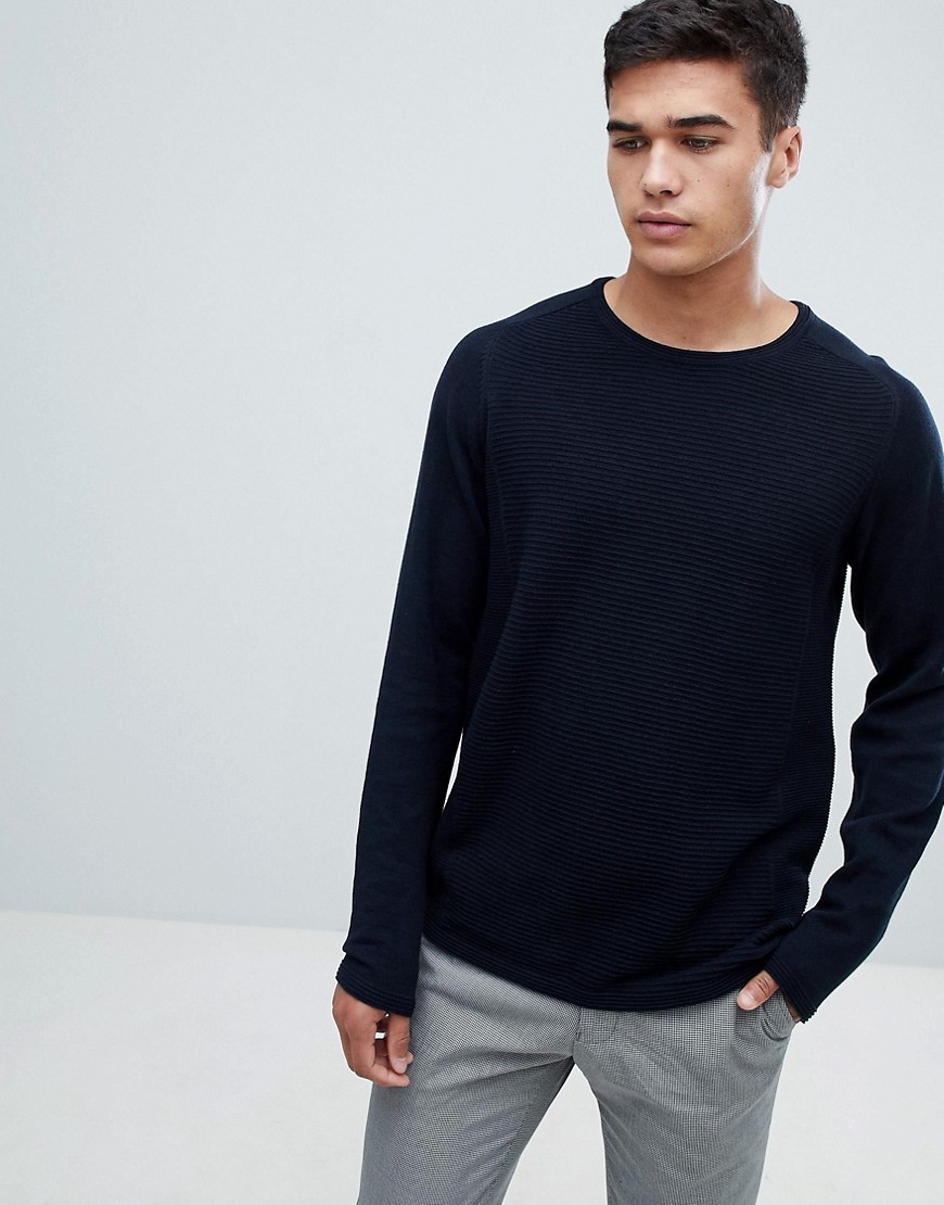 Selected Homme Knitted Jumper In Ribbed 100% Organic Cotton