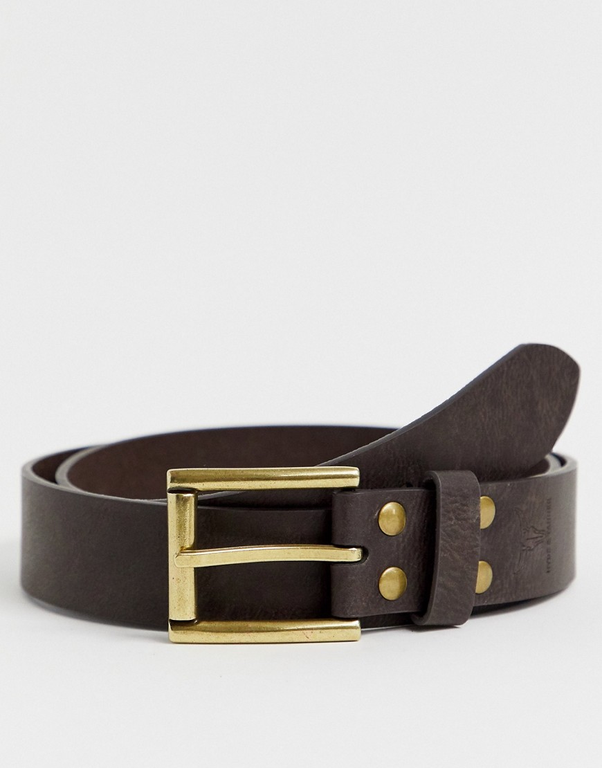 Hyde & Tanner studded leather belt in brown