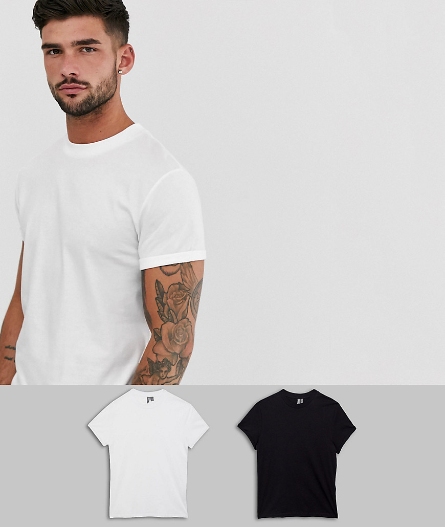 ASOS DESIGN 2 pack t-shirt with crew neck and roll sleeve