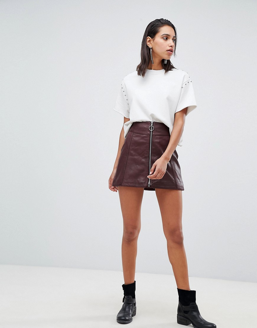 Goosecraft leather skirt with exposed zip
