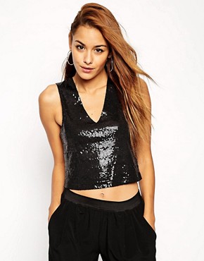 ASOS Top with Sexy Deep Plunge in Sequin