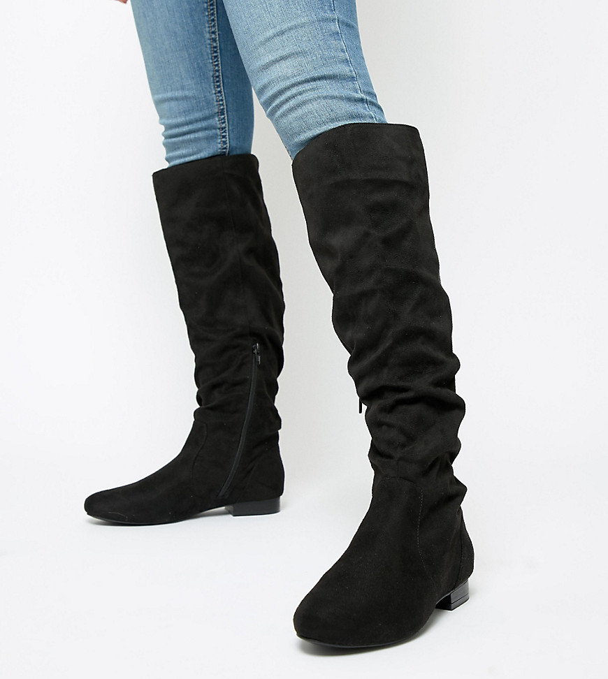 ASOS DESIGN Wide Fit Connie faux shearling knee boots