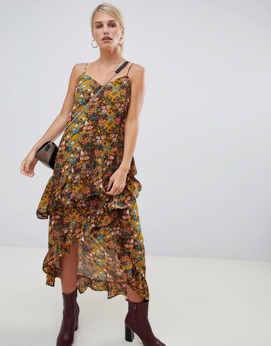 Vila floral printed faux wrap dress