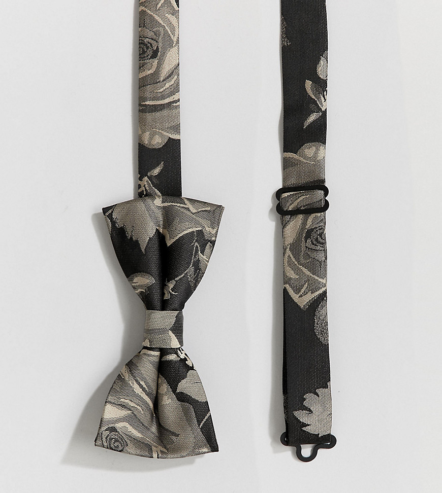 Heart & Dagger woven floral bow tie - Black