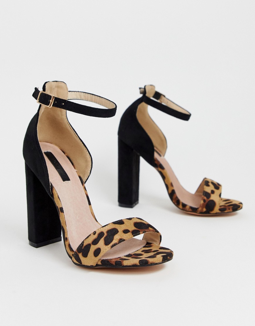 Lost Ink Lexi block heel sandal in leopard