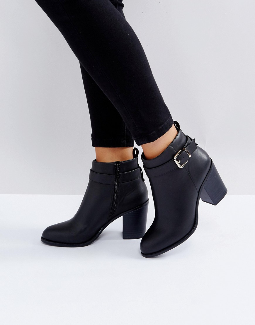 London Rebel Heeled Ankle Buckle Strap Boot