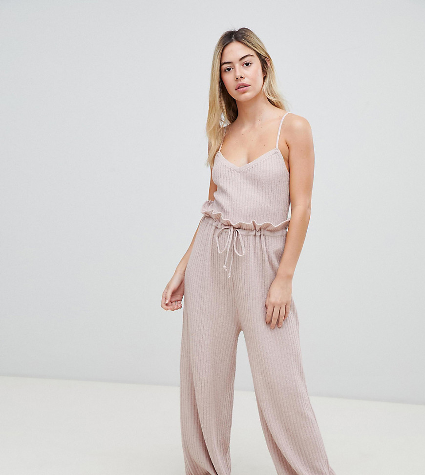 Micha Lounge knitted trousers with paperbag waist in soft rib co-ord