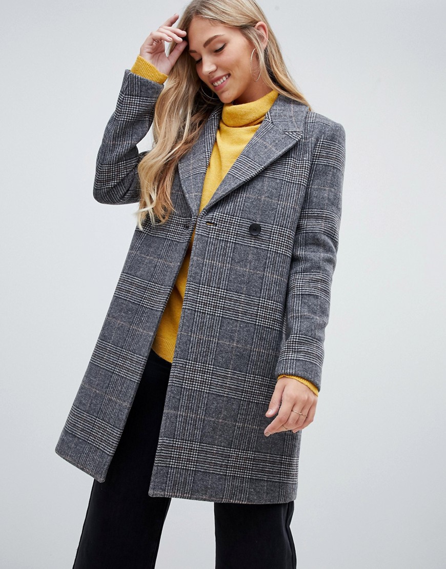 Forever New longline coat in check