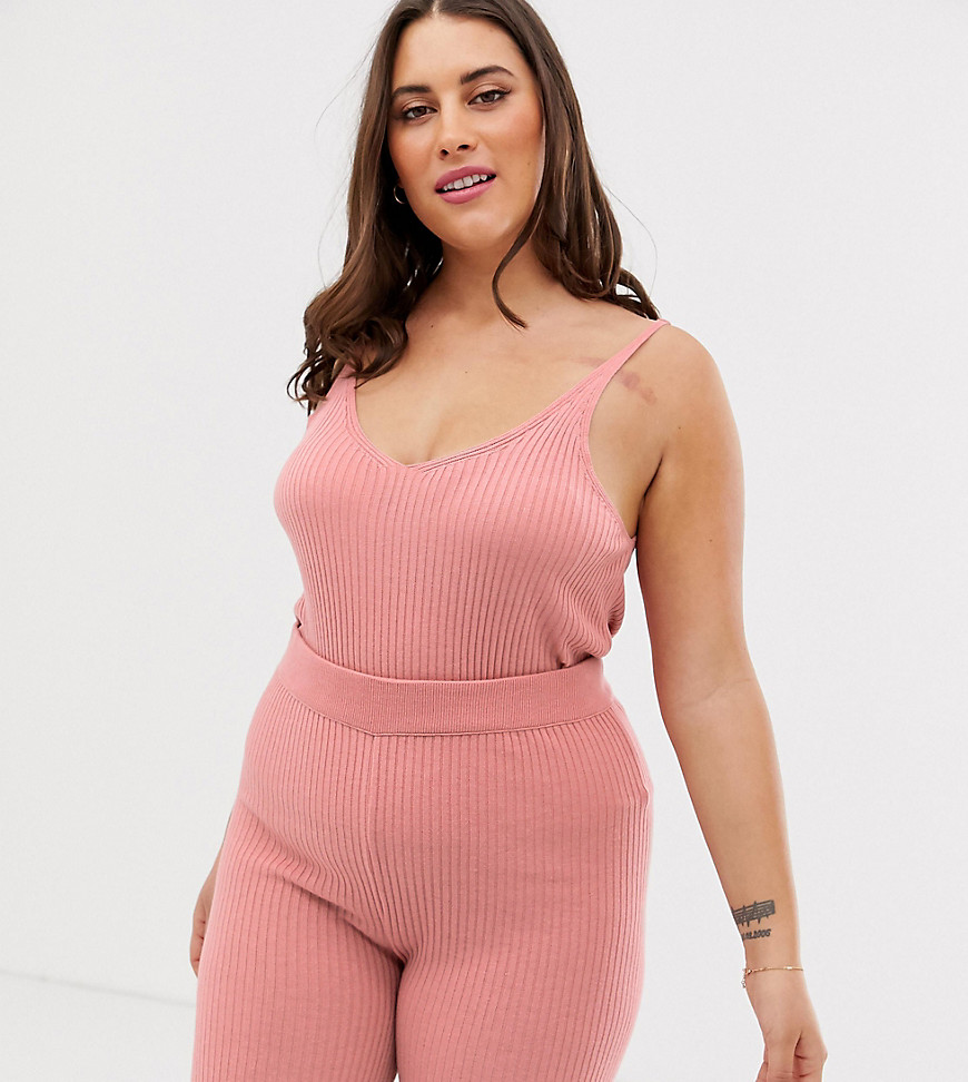 ASOS DESIGN Curve mix & match lounge knitted rib cami