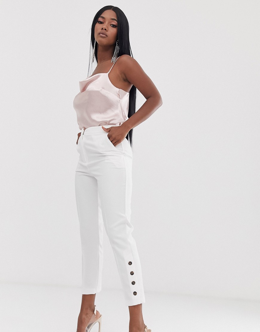 ASOS DESIGN slim trousers with ankle button detail