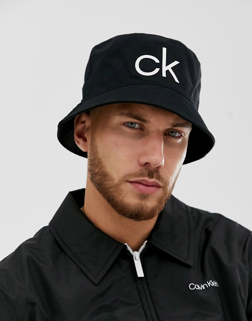 Calvin Klein CK logo bucket hat in black