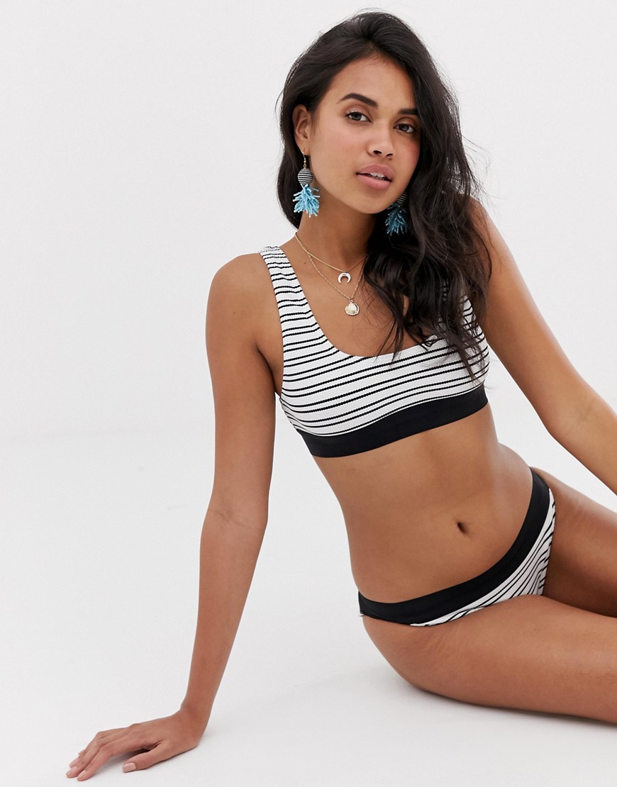 French Connection sport stripe bikini top