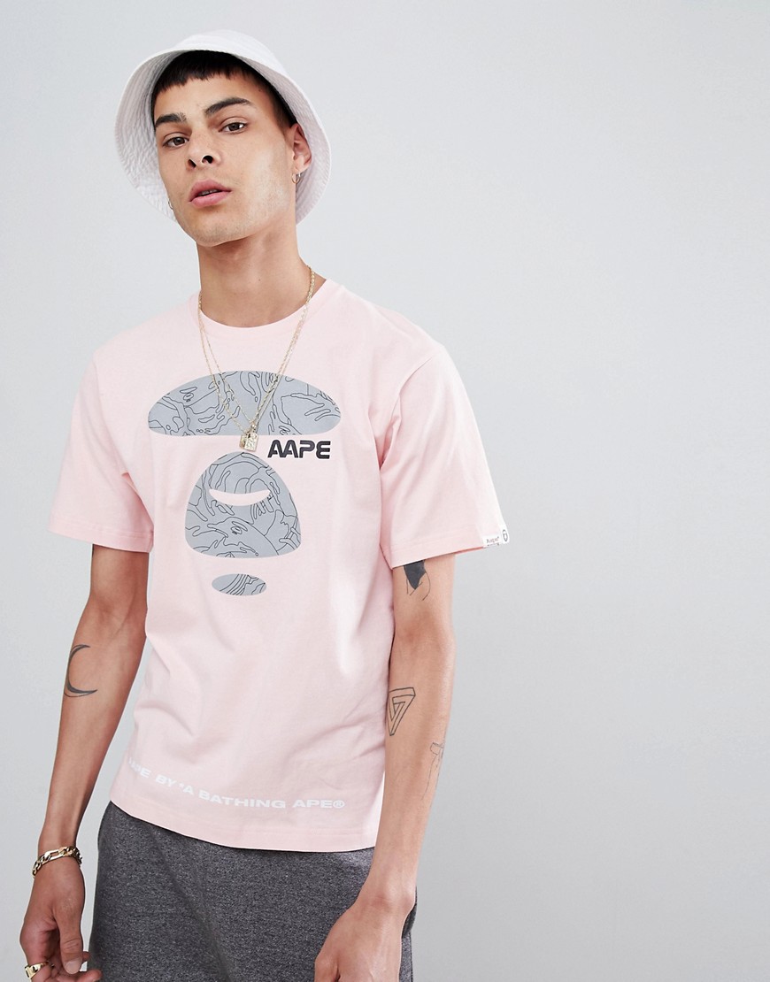 AAPE By A Bathing Ape nasa t-shirt with triangle back print in pink - Pink
