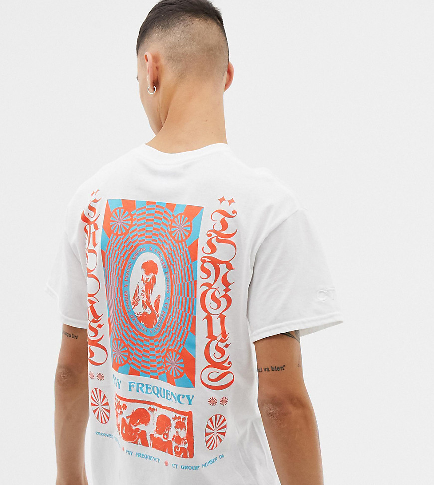 Crooked Tongues oversized t-shirt in white with high frequency print