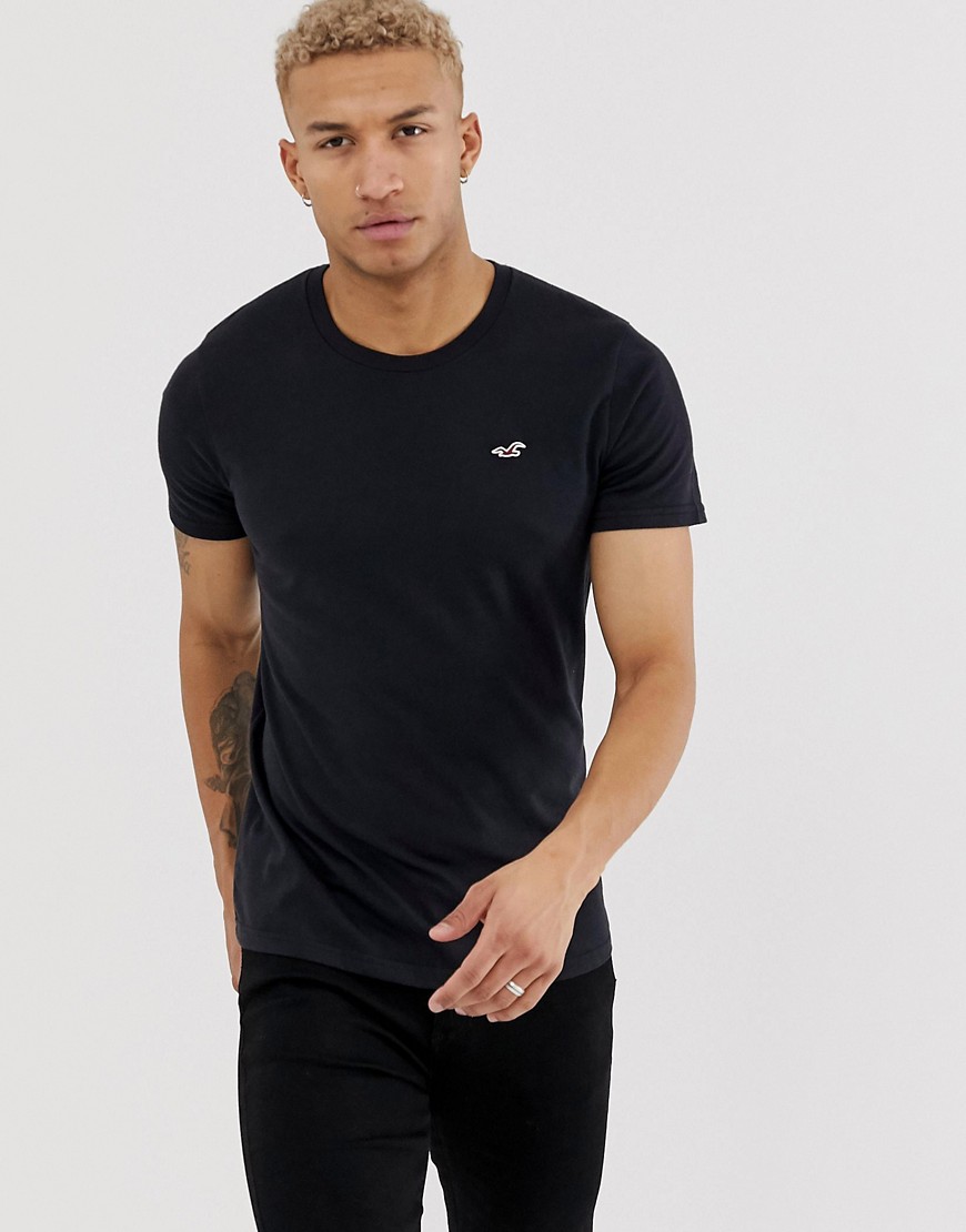 Hollister crew neck core icon logo t-shirt slim fit in black