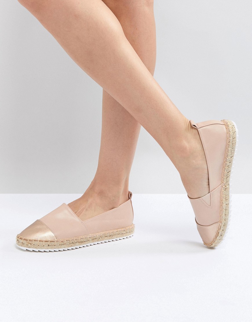 Head Over Heels by Dune Slip on Shoe with Espadrille Sole and Metallic Toe Cap