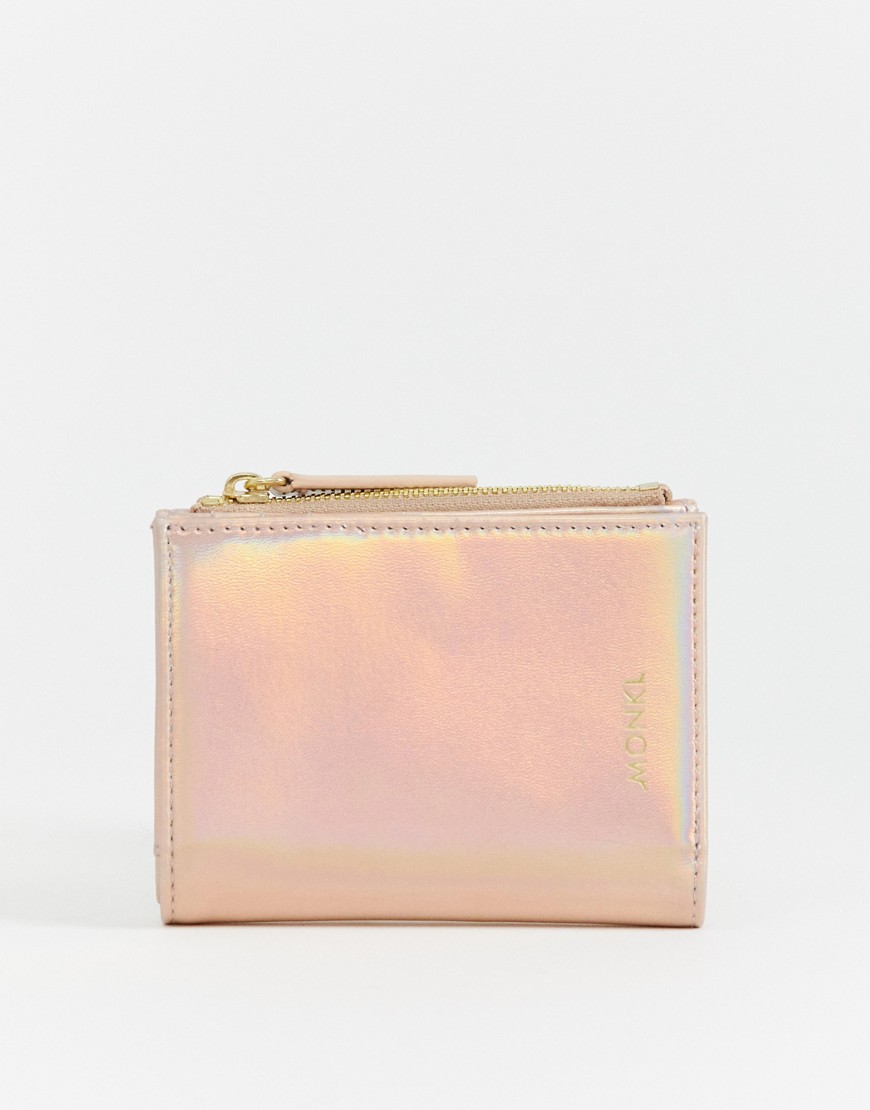 Monki wallet in metallic pink - Pink holographic