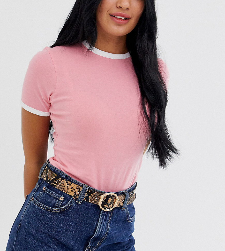 Glamorous Exclusive snakeskin waist and hip jeans belt with gold bamboo buckle