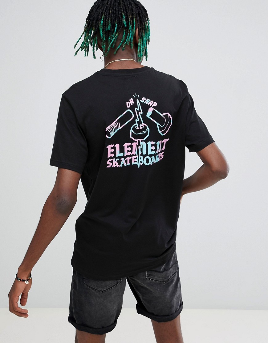 Element Snap tie dye t-shirt with back print in black - Black