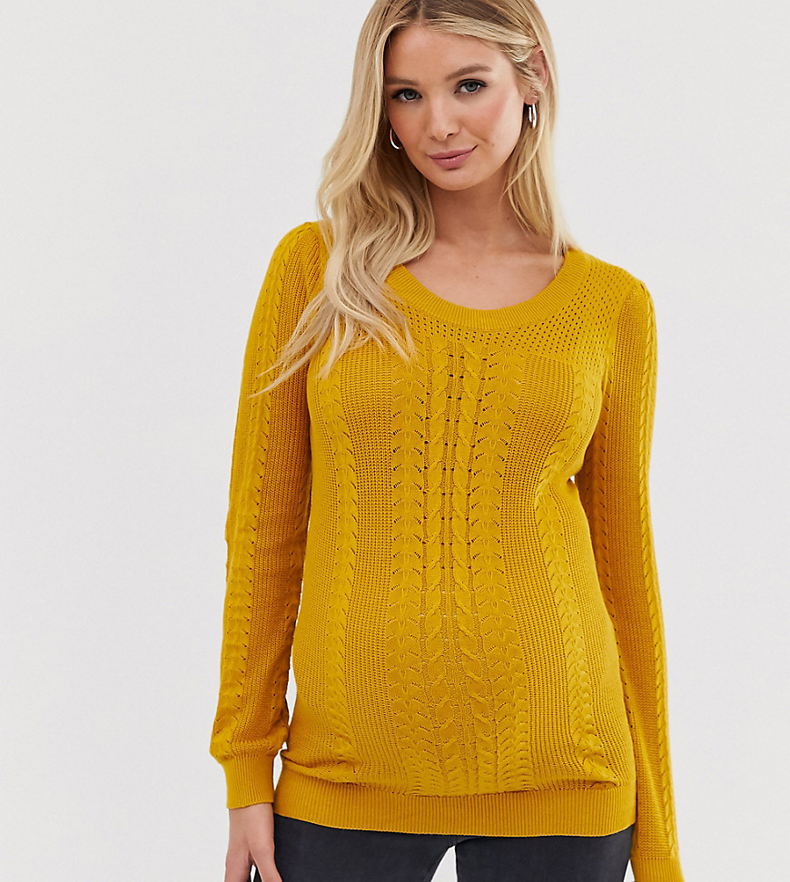 Mama.licious maternity open knit jumper in mustard