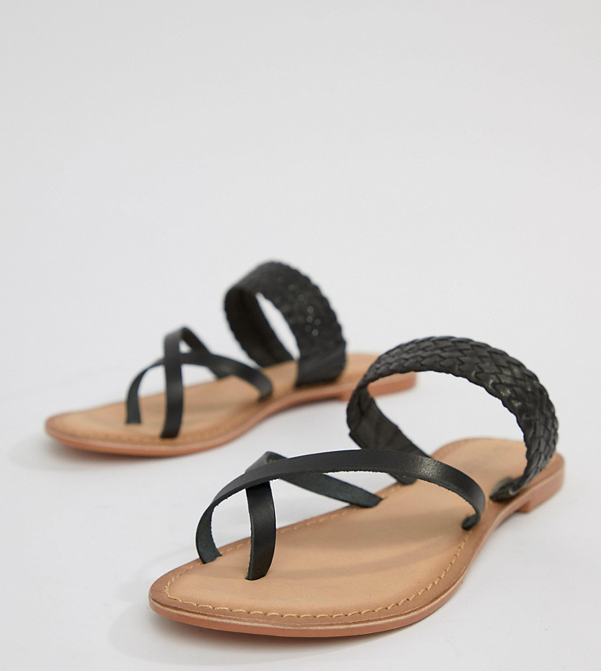 Vero Moda Flat Leather Sandal - Black