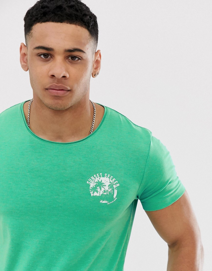 Tom Tailor t-shirt with sunset print in bright green