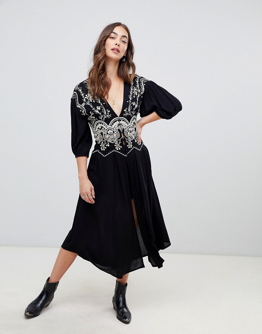 Free People Highline Skyline embroidered maxi top